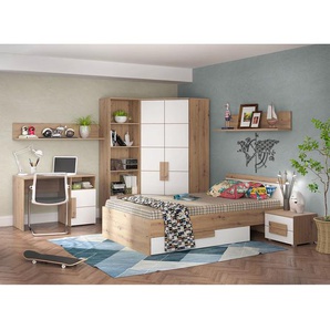 Eckkleiderschrank Arkina 97 x 197 x 97cm Weiß/Beige