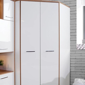 Eckkleiderschrank FORTE Chicory Schränke Gr. B/H/T: 103,3 cm x 198,3 cm x 103,3 cm, weiß (riviera eiche, weiß, hochglanz) Eckschränke mit Hochglanz-Front