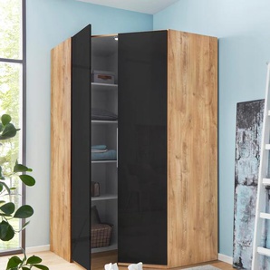 Eckkleiderschrank FRESH TO GO Level Schränke Gr. H: 236 cm, grau (plankeneichefarben, grauglas) Eckschränke Schränke mit Glastüren