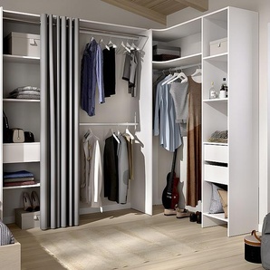 Eckkleiderschrank Kleiderschranksystem - B. 164/214 cm - Weiß & Grau - GONTRAN
