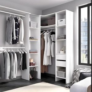 Eckkleiderschrank Kleiderschranksystem - B. 164/234 cm - Weiß & Grau - DORIAN