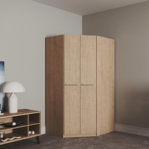 Eckkleiderschrank PRIESS Barcelona Kleiderschrank Ecklösung Raumwunder, braun (edelbuchefarben), B:95cm H:193cm T:95cm, Holzwerkstoff, Schränke, in 2 Tiefen Schrank Eckschrank Garderobe, Topseller