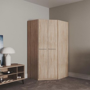 Eckkleiderschrank PRIESS Barcelona Kleiderschrank Ecklösung Raumwunder, braun (struktureichefarben hell), B:95cm H:193cm T:95cm, Holzwerkstoff, Schränke, in 2 Tiefen Schrank Eckschrank Garderobe, Topseller