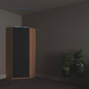 Eckkleiderschrank PRIESS Barcelona Kleiderschrank Ecklösung Raumwunder, braun (eichefarben artisan, schwarz), B:78cm H:193cm T:78cm, Holzwerkstoff, Schränke, in 2 Tiefen Schrank Eckschrank Garderobe, Topseller