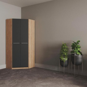 Eckkleiderschrank PRIESS Barcelona Kleiderschrank Ecklösung Raumwunder, braun (eichefarben artisan, schwarz), B:78cm H:193cm T:78cm, Holzwerkstoff, Schränke, in 2 Tiefen Schrank Eckschrank Garderobe, Topseller