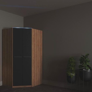 Eckkleiderschrank PRIESS Barcelona Kleiderschrank Ecklösung Raumwunder, braun (eichefarben artisan, schwarz), B:95cm H:193cm T:95cm, Holzwerkstoff, Schränke, in 2 Tiefen Schrank Eckschrank Garderobe, Topseller