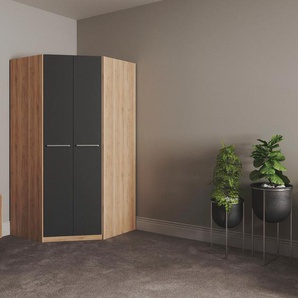 Eckkleiderschrank PRIESS Barcelona Kleiderschrank Ecklösung Raumwunder, braun (eichefarben artisan, schwarz), B:95cm H:193cm T:95cm, Holzwerkstoff, Schränke, in 2 Tiefen Schrank Eckschrank Garderobe, Topseller