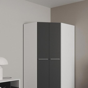 Eckkleiderschrank PRIESS Barcelona Kleiderschrank Ecklösung Raumwunder, schwarz-weiß (weiß, schwarz), B:95cm H:193cm T:95cm, Holzwerkstoff, Schränke, in 2 Tiefen Schrank Eckschrank Garderobe, Topseller