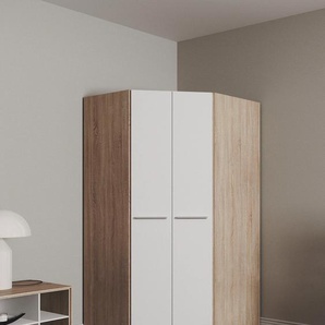 Eckkleiderschrank PRIESS Barcelona Kleiderschrank Ecklösung Raumwunder, weiß (struktureichefarben hell, weiß), B:95cm H:193cm T:95cm, Holzwerkstoff, Schränke, in 2 Tiefen Schrank Eckschrank Garderobe, Topseller