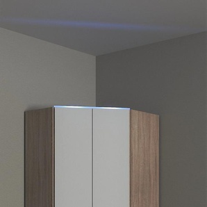 Eckkleiderschrank PRIESS Barcelona Schränke Gr. B/H/T: 78 cm x 193 cm x 78 cm, Tiefe Seitenteil 36 cm, mit Beleuchtung, weiß (struktureichefarben hell, weiß) Eckschränke in 2 Tiefen