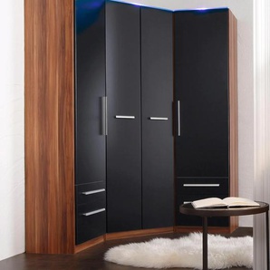 Eckkleiderschrank PRIESS Barcelona Schränke Gr. B/H/T: 78 cm x 193 cm x 78 cm, Tiefe Seitenteil 36 cm, ohne Beleuchtung, schwarz (nussbaumfarben, schwarz) Eckschränke in 2 Tiefen
