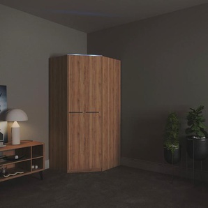 Eckkleiderschrank PRIESS Barcelona Schränke Gr. B/H/T: 95 cm x 193 cm x 95 cm, Tiefe Seitenteil 54 cm, mit Beleuchtung, braun (eichefarben artisan) Eckschränke in 2 Tiefen