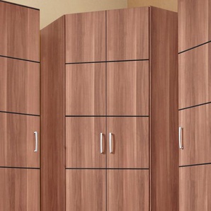 Eckkleiderschrank PRIESS Bilbao Schränke Gr. H/T: 193 cm x 36 cm, mit Aufleistungen, braun (nussbaumfarben) Eckschränke Schränke