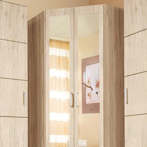 Eckkleiderschrank PRIESS Bilbao Schränke Gr. H/T: 193 cm x 36 cm, mit Spiegeltüren, braun (struktureichefarben hell) Eckschränke Schränke