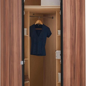 Eckkleiderschrank PRIESS Freiburg Schränke Gr. mit Spiegel, schwarz (nussbaumfarben, schwarz) Eckkleiderschrank Kleiderschrank Schranksystem Eckschränke Schränke