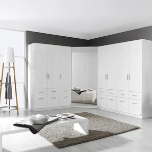 Eckkleiderschrank RAUCH Celle Schränke Gr. B/H/T: 117 cm x 210 cm x 117 cm, 2 St., weiß (weiß, spiegel) Eckkleiderschrank Kleiderschrank Eckschränke Schränke