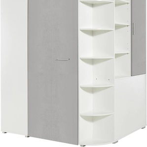 Eckkleiderschrank WIMEX Joker Schränke Gr. B/H/T: 124 cm x 198 cm x 148 cm, grau (weiß, betonfarben lichtgrau) Eckschränke Schränke begehbar