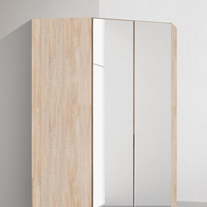Eckkleiderschrank WIMEX New York Schränke Gr. B/H/T: 90 cm x 208 cm x 56 cm, braun (struktureichefarben hell) Eckkleiderschrank Kleiderschrank Schranksystem Eckschränke Schränke mit Spiegeltüren und LED Leuchte