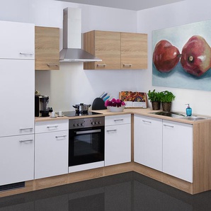 Eckküche Cresta Kombi A 280 x 200 x 170cm Braun/Weiß/Weiß/Eiche Sonoma Dekor