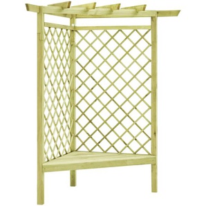 Eckpergola mit Bank 130×130×197 cm Kiefernholz Imprägniert