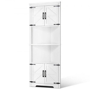 Eckschrank Aufbewahrungsschrank mit 6-stufiger Regalen Mehrzweckschrank (171 cm Hohe) mit 4 Holztüren und verstellbaren Regalen, freistehender Küchenschrank für Wohnzimmer Waschküche, weiß SJSNJSNJGD684LBBOV0