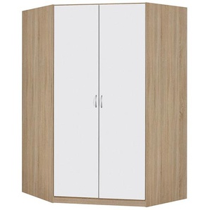 Eckschrank 117 x 197 x 117cm Braun/Weiß/Eiche Sonoma Dekor/Alpinweiß