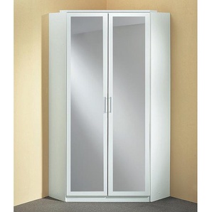 Eckschrank Julan mit Spiegel 95 x 199 x 95cm Weiß/Weiß