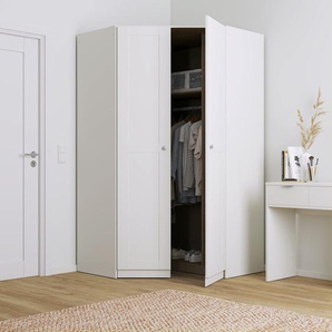 Eckschrank Landhaus I 197cm Weiß/Alpinweiß