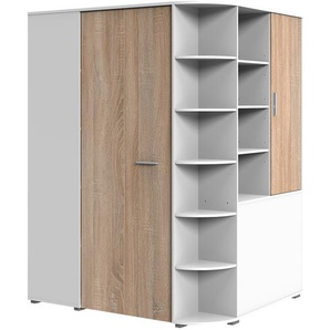 Eckschrank mit Falttüren - weiß - Materialmix - 124 cm - 199 cm - 148 cm | Möbel Kraft