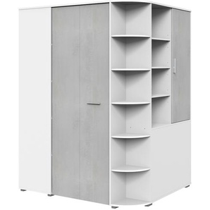 Eckschrank mit Falttüren - weiß - Materialmix - 124 cm - 199 cm - 148 cm | Möbel Kraft