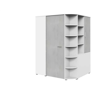 Eckschrank mit Falttüren - weiß - Materialmix - 124 cm - 199 cm - cm 148,0 | Möbel Kraft