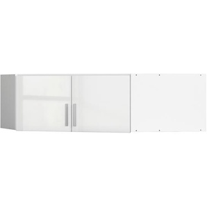 Eckschrankaufsatz 117 x 39 x 117cm Weiß/Alpinweiß/Hochglanz Weiß Spanplatte, bedruckt & lackiert