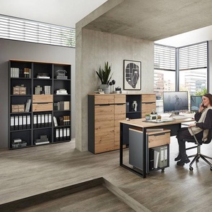 Eckschreibtisch 223 x 77 x 170cm Braun/Grau/Eiche Artisan Dekor/Anthrazit