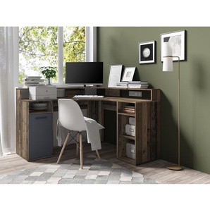 Eckschreibtisch Felm 139 x 91 x 139cm Braun/Altholz Dekor