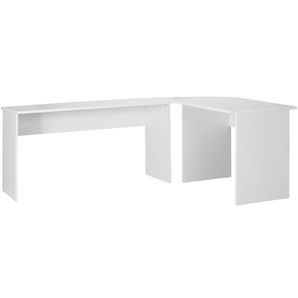 Eckschreibtisch FMD Tische Gr. B/H/T: 205 cm x 76 cm x 155 cm, weiß Eckschreibtische moderner Winkel-Schreibtisch, Made in Germany, 205155x75,4x65,0 cm