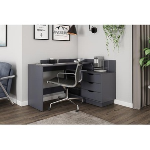 Eckschreibtisch Glynn 129 x 84 x 105cm Grau