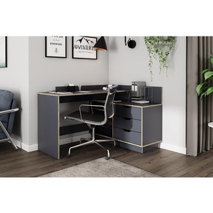 Eckschreibtisch Vernie 129 x 84 x 105cm Grau/Anthrazit