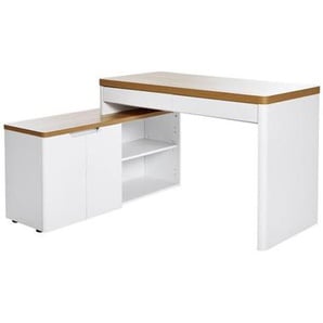 TOKIO Schreibtisch mit Sideboard Tisch Computertisch 140x75 Dekor Eiche Weiß 