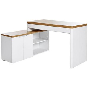 Xxxl Eckschreibtisch, Weiß, Eiche, Holzwerkstoff, 118x76x140 cm, seitenverkehrt montierbar, Arbeitszimmer, Schreibtische, Eckschreibtische