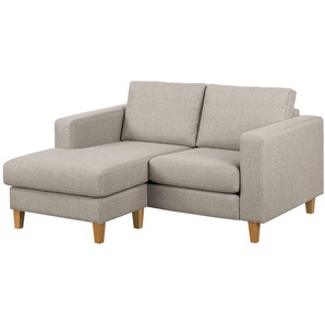 Ecksofa 1-Sitzer mit Longchair Beige/Cappuccino Webstoff Inas 154 x 86 x 140cm Longchair davorstehend links Natur
