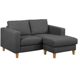 Ecksofa 1-Sitzer mit Longchair Grau/Dunkelgrau Webstoff Inas 154 x 86 x 140cm Longchair davorstehend rechts Natur