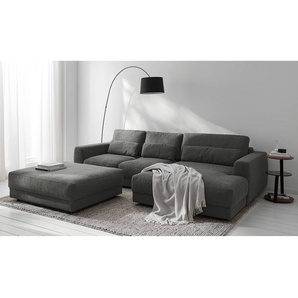 Ecksofa 2-Sitzer mit Longchair Pink Webstoff Amila 284 x 74 x 182cm Longchair davorstehend rechts Modern