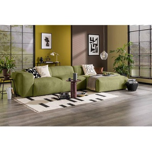 Ecksofa 3-Sitzer mit Longchair Grün Cordstoff Licia 343 x 75 x 170cm Longchair davorstehend rechts Modern