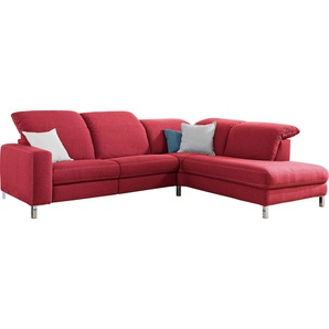 Ecksofa 3C CANDY L-Form Sofas Gr. B/H/T: 284 cm x 84 cm x 241 cm, Struktur, Ottomane rechts, ohne Funktion, rot Ecksofas Polsterecke, wahlweise mit Relaxfunktion