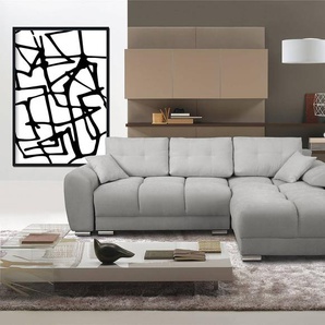 Ecksofa Alport Grau Microfaser Enza 256 x 84 x 172cm Longchair beidseitig montierbar mit Schlaffunktion Modern