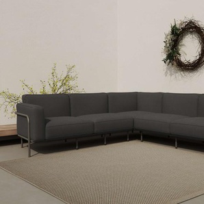 Ecksofa ANDAS Askild Loungesofa Sofas Gr. B/H/T: 247 cm x 73 cm x 247 cm, Struktur fein, grau (davy grey) Gartensofas