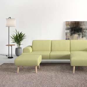 Ecksofa ANDAS Swift L-Form Sofas Gr. B/H/T: 292 cm x 83 cm x 176 cm, Webstoff fein, Recamiere rechts, gelb (gelb, grün) Ecksofas