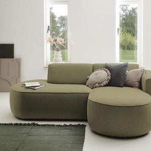 Ecksofa ANDAS Tisso Sofas Gr. B/H/T: 237 cm x 71 cm x 170 cm, Struktur (100% Polyester), Recamiere rechts, grün (khaki) Ecksofas kompaktes Sofas, modernes, ansprechendes Design