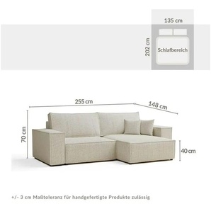 Ecksofa | beige | 255 cm | 70 cm |