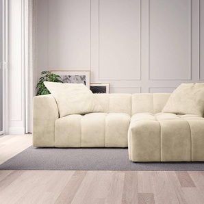 Ecksofa Beige Cordstoff Snor 272 x 70 x 161cm Longchair davorstehend rechts Modern